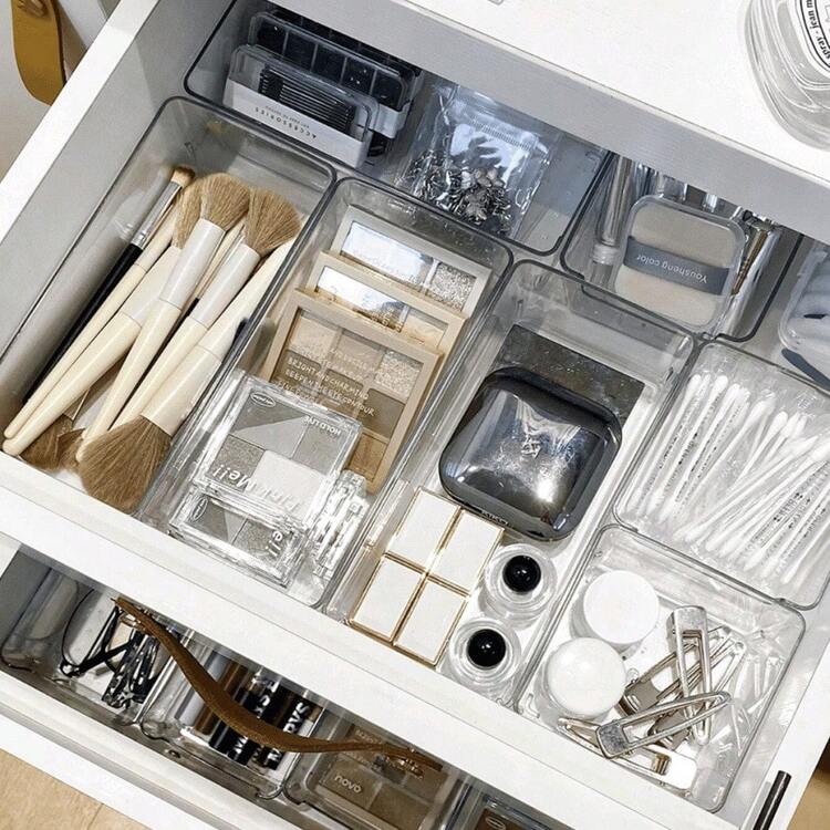 20个不同尺寸的化妆品收纳盒，多功能化妆品整理盒，桌面收纳，适用于护肤品、面膜、珠宝、口红等。 - 彩色 - 查看 1