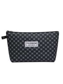 El bolso a rayas con una correa estampada, impreso con el símbolo del dinero, hecho de cuero suave, es un diseño para hombres y mujeres, adecuado para una pareja. - Negro - Ver 5
