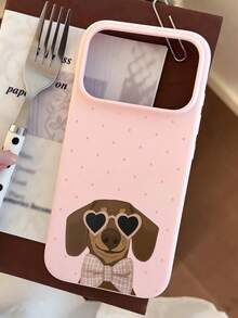 1个可爱波点小狗图案软液态硅胶防震防指纹手机壳，兼容 17/16/16Pro/16Plus/15/15ProMax/15Pro/11/12/13/14ProMax/11Pro/11ProMax/12Pro/12ProMax/13Pro/13ProMax/14Pro/14ProMax，优雅设计 - 彩色 - 查看 3