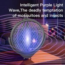 YTWO Extendable & Rotatable Electric Mosquito Swatter, Wall-Mounted Rechargeable Mosquito Killer With Lithium Battery, Extended Handle/Rotatable Net For Wider Coverage, Automatic Mosquito Attraction & Fast Killing, Seamless Wall-Mounted Net, Foldable Swatter Head - Multicolor - View 10
