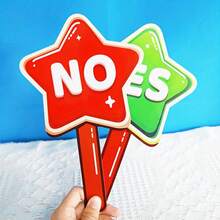 hoojojo 2/6个星形“是/否”手持投票牌，双面图案，教师课堂互动游戏道具 - 彩色 - 查看 2