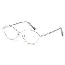 1 Pair Women's Oval Metal Frame Glasses, Cute Academic Style Decorative Non-Prescription Glasses - Multicolor - View 4