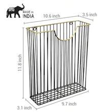 MyGift Art Deco Style - Revistero de alambre de metal negro mate con borde de tono latón soporte de pared para correo hecho a mano en la India - Tono negro y latn - Ver 5