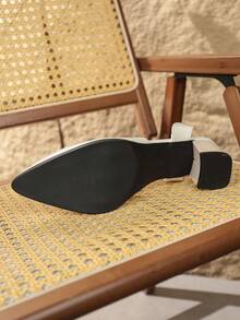 Giày sandal cao gót nữ, sandal mũi nhọn đế dày hở gót bằng da bóng màu mơ khoét rỗng, kiểu dáng retro phù hợp cho đi làm hàng ngày, sandal cao gót nữ thanh lịch và thời trang cho công sở. - Màu be - Xem 9