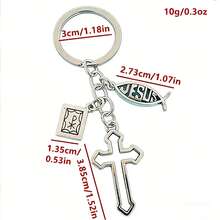 Street Style Single Cross Bible Pendant Keychain Car Accessories Bag Charm Campus Cute Gothic Y2k - Antique Silver - View 5