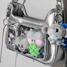 Y2k Harajuku Shoulder Bag Women Korean Transparent Ita Bag School Crossbody Bag Female Japanese Designer Preppy Handbag Purse - 紅色 - 查看 11