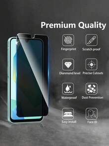 四合一 Galaxy A16 5G 防窥屏幕保护膜，两片装，包含 1 张防窥屏幕保护膜和 2 张摄像头镜头保护膜。全覆盖，防窥钢化玻璃，9H 硬度，兼容 Galaxy A17/A15/A13/A12/A56/A36/A26/A25/A35/A54，无气泡，易于安装，手机配件，兼容手机壳。 - 黑色 - 查看 5