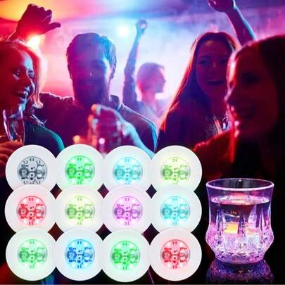 Bộ 3/5/10 đế lót ly LED phát sáng, thích hợp cho ly cocktail, tiệc Giáng sinh và đám cưới, phụ kiện đồ uống ngày lễ.