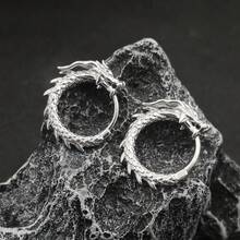 2 piezas Pendientes de lujo con diseño de dragón enrollado, unisex, regalo exclusivo y exquisito - Plateado - Ver 11