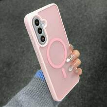 高級啞光手機殼，相容 Galaxy A17 A55 A56 A37 A36 A57 A27 S25Ultra S26Ultra S24、S23 FE A16，亦相容 Galaxy A15 A35 A26 S24 S25 S24Ultra S25 FE S26 FE 機型，全方位相機保護、內建鏡頭膜、觸感柔軟、防指紋、支援無線充電、防震設計 - 粉色 - 查看 5
