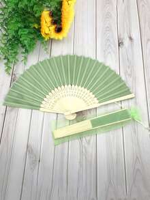 3/15/30件 她/他的禮物 手持式摺疊布扇附流蘇，附禮品袋，鼠尾草綠婚禮伴手禮，女性DIY裝飾禮物，適用於新娘派對、回禮、婚禮招待會、生日派對等 - 多色 - 查看 8