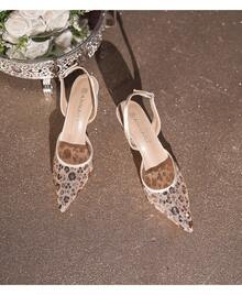 Women's High Heels, Women's High Heel Sandals, Women's Open-Toe Lace Mesh High Heels, Women's Closed-Toe Backless Stiletto Heels, Fairy Style, White, Floral, For Parties. - Champagne - View 2