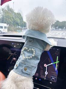 PETCIRCLE 1pc Pet Clothes, Dog Jacket Coat, Heart Design, For Small Dogs - Blue - View 2