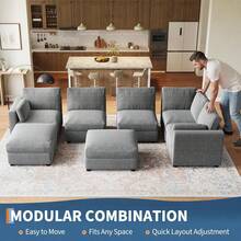 Sofá seccional modular sobredimensionado, sofá seccional de 7 plazas, sofá en forma de U 138" con otomano móvil, sofá modular convertible para apartamento y oficina de sala estar, Chenilla Gris. - Gris - Ver 4