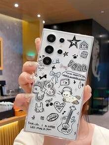 1个音乐元素吉他胶带弓心形透明软手机壳，兼容三星Galaxy A04e/12/A13/A14/A34/A50/A52/A53/A54/S21/S22/S23/S24/S25/S25 Ultra，国际版，非国内版 - 無色 - 查看 5
