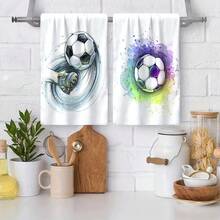 2/4/6 piezas Juego, Paños de cocina con estampados temáticos de partidos de fútbol, Paños modernos de microfibra súper absorbentes, Paños de té para cocinar y hornear, Paños de limpieza, Toallas de mano, Muy suaves y absorbentes, Decoración de cocina, Regalos para vecinos, madres, cumpleaños, inauguración de la casa para amigos, Artículos esenciales de cocina, Necesidades diarias - Multicolor - Ver 7