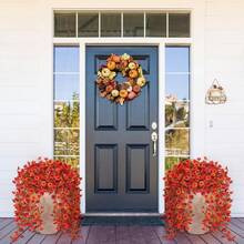 1pc Artificial Wisteria Vine Wreath, Lifelike Hanging Decor, Suitable For Home, Garden, Wedding, Spring, Valentine's Day, Wedding Arch, Wall, Garden, Green Plants, Bedroom, Office, Party Decoration - Orange - View 10