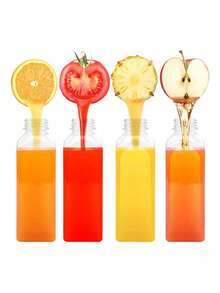 6pcs, 2oz Glass Mini Bottles With Black Caps - Small Clear Jars Essential For Travel, Suitable For Ginger Juice, Health Drinks, Juices, Samples - Multicolor - View 5