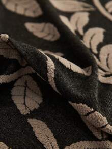 1pc Plush Jacquard Sofa Cover With Skirt, High Elasticity Plant Leaf Pattern, Suitable For Various Occasions, Machine Washable, New Design - Khaki - View 6