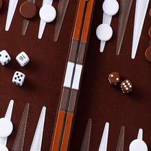 18 Inch Premium Leather Backgammon Board Game Set For Adults Classic Game - Brown - View 6