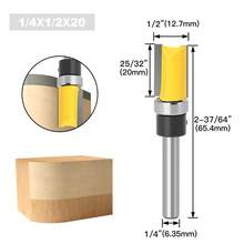 Broca enrutadora de ajuste al ras de hoja larga de vástago de 1/4 y 8mm con rodamiento para broca de patrón de plantilla de madera fresa de carburo de tungsteno T6TT - 8x9,5x63 - Ver 9