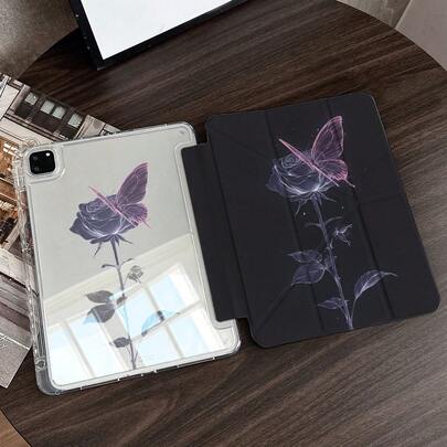 1款哥特式深玫瑰粉色蝴蝶平板电脑保护套，带笔槽，兼容iPad 10.9/10.2/Air第五代/Pro11/第十代/9.7/Air 2/（第七代）/（第八代）/Air 4/5/Pro 11/第十代10.9英寸（2022款）智能保护套/Air 13（M3 2025）/Air 11（M3 2025）/Air 11（M3 2025）/11（A16 2025）/兼容Galaxy Tab S10+/S9/A9，兼容小米5/5PR/6/6PRO/7/7PRO