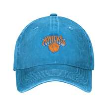 New York Knicks Logo  Vintage Baseball Cap, Washed Denim Adjustable Size, Casual Headwear | Denim Fabric Hat, Unisex Gifts - 藍色 - 查看 1