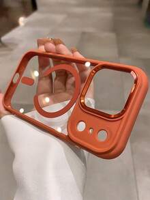 1 chiếc ốp lưng điện thoại từ tính trong suốt cao cấp, chống rơi vỡ, hỗ trợ sạc không dây, tương thích với iPhone 17 Pro Max, 17 Air, 16, 15, 14, 13, 12 Pro Max Plus, mặt lưng cứng, bán trong suốt, mờ, dùng được cho cả nam và nữ. - trái cam - Xem 2