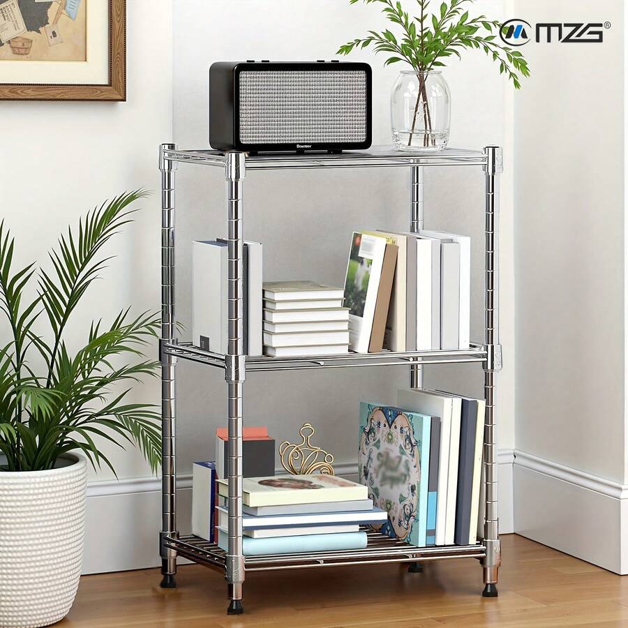 M MZG 500 Lbs Wire Shelf Unit, Space Saving 3-Tier Storage Shelf, Multi-Purpose Organizer Rack For Living Room Decor, Kitchen, Bathroom, Office-Silver 11.8" D X 17.7" W X 26.4" H - Sliver_3-Tier_11.8" D X 17.7" W X 26.4" H - 查看 1