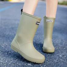 Botas de Chuva Impermeáveis de PVC Femininas, Sapatos Impermeáveis para Uso Externo, Botas de Chuva Minimalistas Antiderrapantes e Confortáveis para Deslocamento, Botas de Pesca Masculinas de Cano Médio, Todas as Estações - Verde Limão - Visão 4