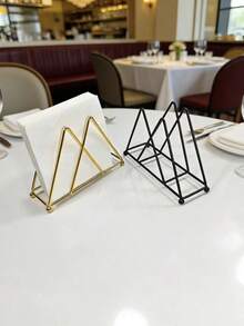 1个多功能立式纸巾架，三角形镂空铸铁设计，厨房酒店餐厅餐桌纸巾收纳架，餐巾纸架 - 查看 3