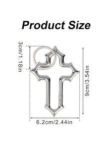 Móc khóa hình thánh giá thời trang, móc khóa hình thánh giá Chúa Giêsu kiểu Y2K, phụ kiện túi xách màu bạc, phụ kiện chìa khóa unisex - Xem 3
