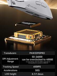 1 Ratón inalámbrico Bluetooth para juegos eSports PAW3395 con base de carga RGB, de peso ligero - Ver 5