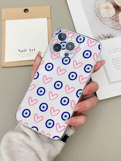 极简高透明手机软壳，UV印刷镂空爱心波点图案，TPU保护套，兼容 16 Pro Max、Galaxy S25 Ultra、14C、Moto E22、Pixel 6a 5G
