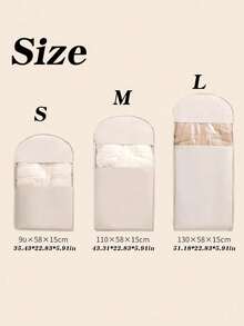 1pc Large Space Saving Durable Fabric Hanging Garment Bag Modern Beige Rectangular With Self-Compression Zipper For Dustproof Closet Organizer Clothes Storage Bag Winter Down Coats Wardrobe - Multicolor - View 6