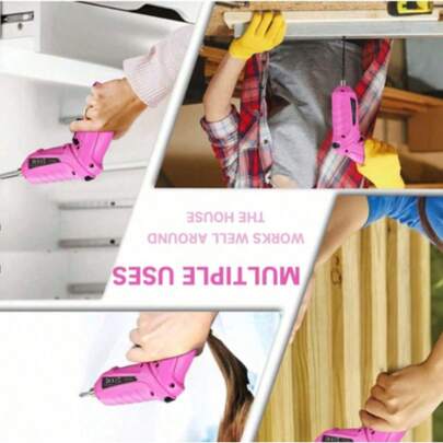 可充电无线电动螺丝刀套装 - 旋转工具套装，包含多功能迷你电钻、LED灯和便携箱 - 非常适合DIY、家居维修和木工项目，USB充电可折叠迷你电动螺丝刀，适用于家庭DIY，可充电无线电动螺丝刀套装 - 多功能旋转工具