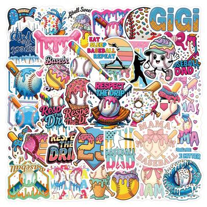 Ice Cream Drip Baseball Sticker, Art & Craft, For Decorating Stationery, Water Bottles, Luggage, Refrigerators, Skateboards, Guitars