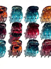 20pcs Brown + Burgundy + Green Mini Hair Clips, Suitable For Designing Women's Hairstyles, Strong Grip For Bangs And Multi-Function Clips Summer Hair Accessories Beach Claw Clips Vacay Hair Claws - Multicolor - View 5