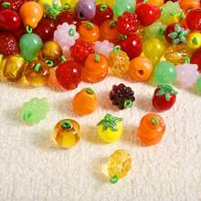 1pc/4pcs Cute & Fashionable Glass Vegetable & Fruit 3D Pendant Charms, Strawberry, Pineapple, Grape, Suitable For Necklace, Earrings, DIY Jewelry Making - Picture - View 1