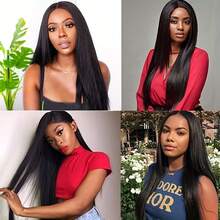 Clip In Hair Extensions Real Human Hair Natural Black Colored Human Hair Extensions Clip Ins 22 Inch Double Weft Straight Human Hair Clip In Extensions #1B 8Pcs 100g - Natural Black - View 8