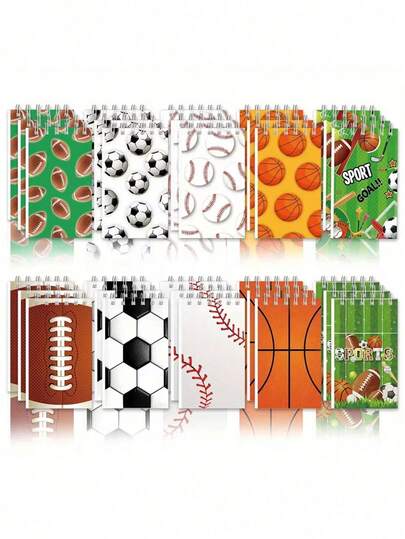 10pcs World Cup Sports Ball Pattern Spiral Notebooks - Featuring Various Sports Ball Designs, These Spiral-Bound Pocket Notebooks And Mini Memo Pads Make Ideal Birthday Party, World Cup Event, And Sports-Themed Giveaways. Perfect For Office Stationery And Party Favors.