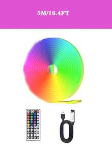 Flexible LED Strip Lights, Remote Control, Multiple Modes, Outdoor Waterproof RGB Neon Lights, Music Sync Gaming LED Neon Light Strips, Suitable For Bedroom Indoor Home Decor, Party Decor, DJ Disco Atmosphere Lighting, Gaming Atmosphere Lighting - Multicolor Light - View 15