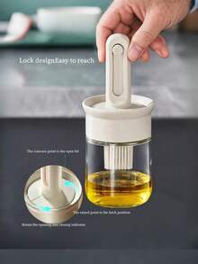 硅胶油刷，厨房油刷，二合一油瓶带硅胶油刷，非常适合用于烹饪醋、酱汁、烧烤和煎炸 - 彩色 - 查看 3