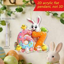 1 pieza Colgante con forma de conejo de Pascua de dibujos animados, decoración colgante de coche con forma plana de conejo de acrílico con el número 67, accesorio para mochila, regalo de pareja - Adorno de conejo - Ver 2