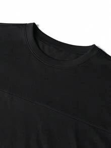 GRDR Men's Raglan Sleeve T-Shirt, Spring/Summer New Arrival, 1pc, Casual Loose Fit Round Neck Short Sleeve Top - Black - View 5