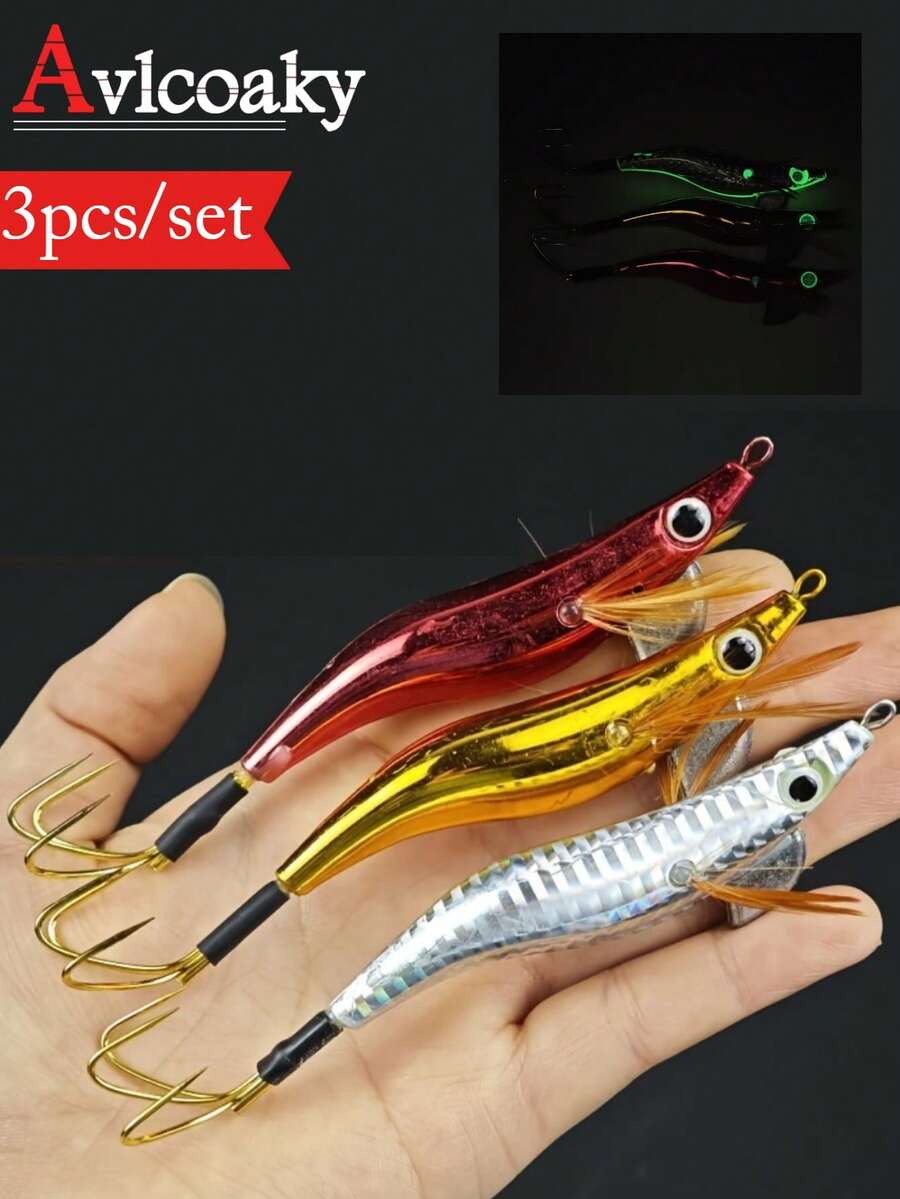 Avlcoaky 3pcs Shrimp Sea Fishing For Freshwater Perch, Universal Lure Lure With Hook - Multicolor - View 1