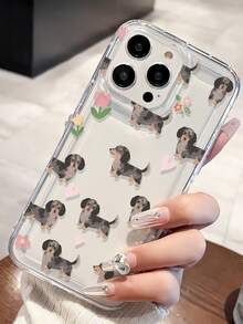 1pc Fashionable Puppy Heart Pattern Transparent TPU Cushion Shock-Absorbing Phone Case Compatible With IPhone 16/16Pro/16Plus/15/15ProMax/15Pro/11/12/13/14ProMax/12Mini/13Mini/11Pro/11ProMax/12Pro/12ProMax/13Pro/13ProMax/14Pro/14ProMax, Soft Case With Elegant Touch - Multicolor - View 2