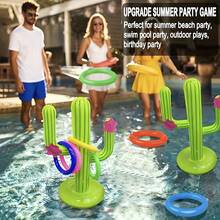 1pc Inflatable Cactus Ring Toss Game Set, Includes Inflatable Cactus And 4 Colored Rings, Carnival Party Supplies, Hawaii Pool Beach Party Decorations, Inflation Pump Sold Separately - Cactus - View 2