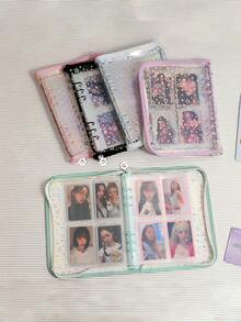 A5 Full Zip Budget Planner Wallet, PVC Clear Loose-Leaf Cover, 3" Photo/Card Holder Album - Multicolor - View 7
