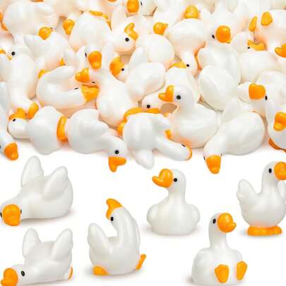 20pcs Resin Cute Small White Goose Figurines, Creative Various Poses Goose Dolls, DIY Garden Lawn Yard, Fairy Tale Dollhouse, Micro Landscape Decor, Computer Desk, Car Decoration Crafts, Gifts